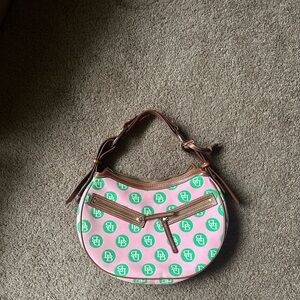 Dooney & Bourke Pink and Green Polka Dot Shoulder Bag
